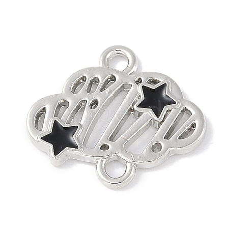 Rack Plating Alloy Black Enamel Cloud with Star Links Connector Charms PALLOY-F018-04P-01-1