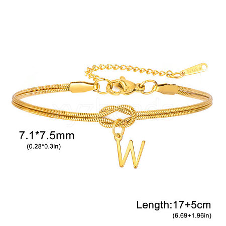 304 Stainless Steel Initial Charm Bracelets FS-WGD8E41-52-1