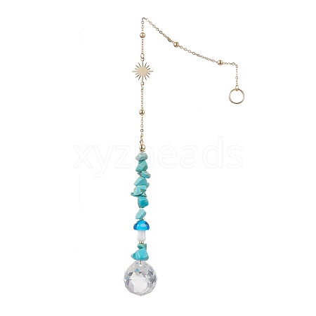 Synthetic Turquoise Chip Hanging Ornaments HJEW-TA00262-01-1