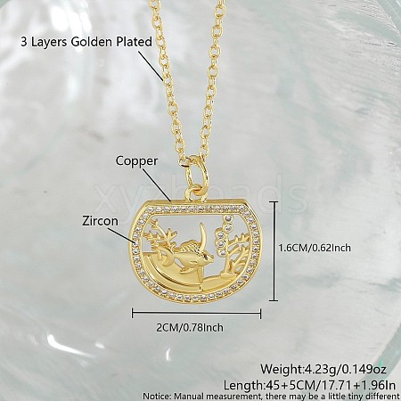 Ocean Summer Brass Pave Clear Cubic Zirconia Pendant Necklaces FS-WG8D1A7-33-1