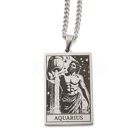 Non-Tarnish 304 Stainless Steel Tarot Pendant Necklaces NJEW-A026-01P-11-1