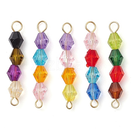 Rainbow Color Transparent Acrylic Bicone Beaded Connectors Charms PALLOY-JF02968-1