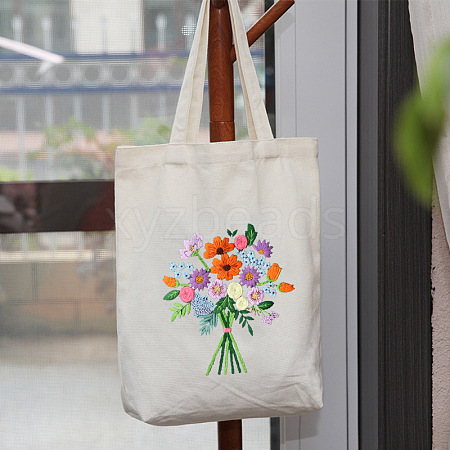 DIY Flower Bouquet Pattern Tote Bag Embroidery Kit PW22121379364-1