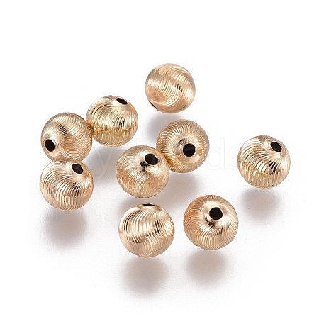 Electroplate Brass Corrugated Beads KK-F789-36G-1