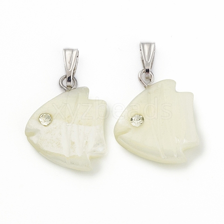 Natural Trochid Shell/Trochus Shell Pendants SSHEL-K027-07-1