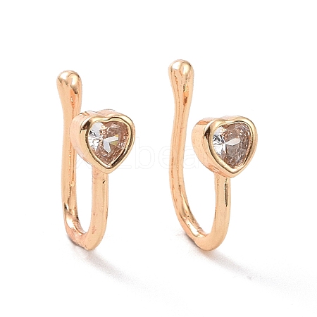 Clear Cubic Zirconia Heart Cuff Earrings ZIRC-I064-15G-1