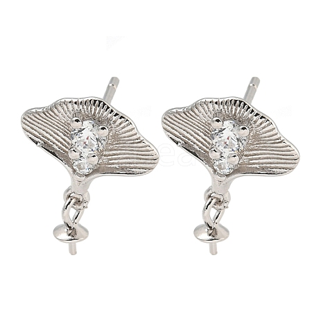 925 Sterling Silver Micro Pave Cubic Zirconia Stud Earrings Findings STER-B005-06P-1