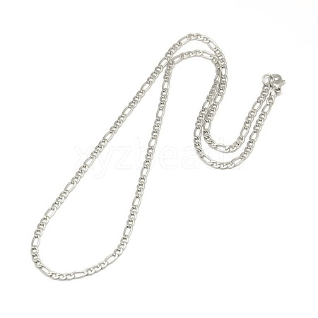 304 Stainless Steel Figaro Chain Necklace Making LS-STAS-A028-N022MP-1