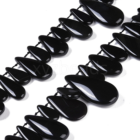 Natural Black Gemstone Beads Strands G-Q164-B01-02-1