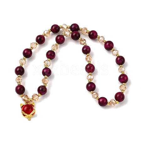 Dyed Natural Tiger Eye Beads Stretch Bracelets FS-WGE9EC2-04-1