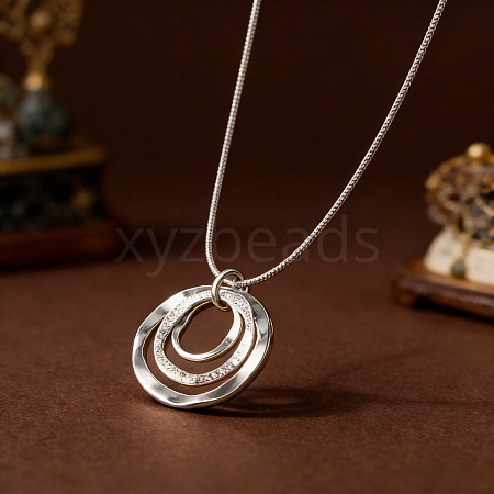 Alloy Triple Ring Pendant Necklaces for Women Men WG3F07B-01-1