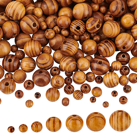 Olycraft 700Pcs 7 Styles Round Natural Wood Beads WOOD-OC0003-67-1