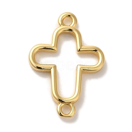 Rack Plating Brass Cross Outline Connector Charms Links KK-U027-05G-1