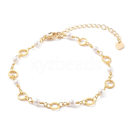 Brass Ring Link Chain Bracelets BJEW-JB06164-1