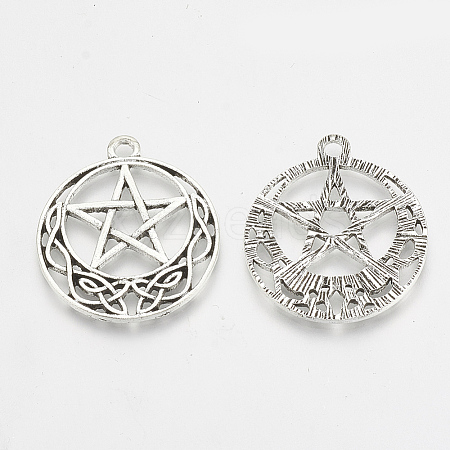 Tibetan Style Alloy Pentacle Pendants TIBEP-T004-88AS-1