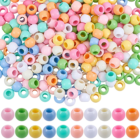300Pcs 10 Colors Opaque Acrylic Beads SACR-SP0001-53B-1