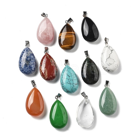 Teardrop Gemstone Pendants G-P563-01P-1