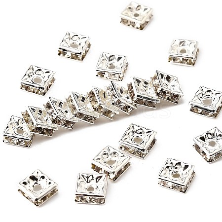 Brass Rhinestone Spacer Beads X-RSB072-01S-1