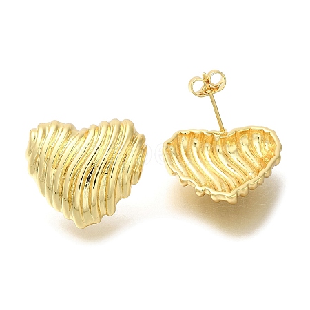 Rack Plating Heart Brass Stud Earrrings EJEW-L097-13G-1