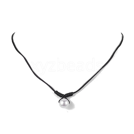 Round Shell Pearl Pendant Necklaces NJEW-JN04784-02-1