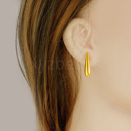 Stylish 304 Stainless Steel Teardrop Stud Earrings WI0157-2-1