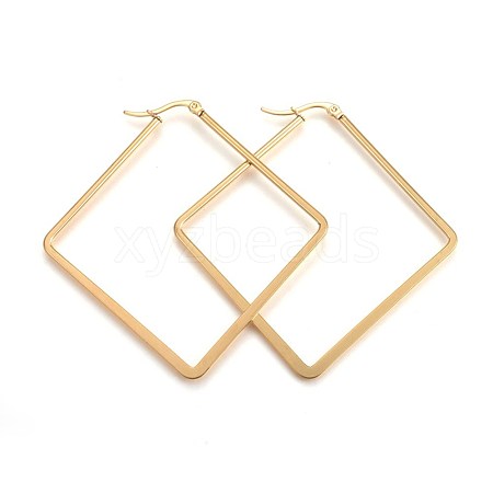 201 Stainless Steel Angular Hoop Earrings EJEW-A053-07A-G-1