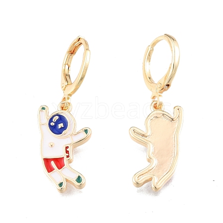 Enamel Spaceman Dangle Leverback Earrings EJEW-N012-91-1