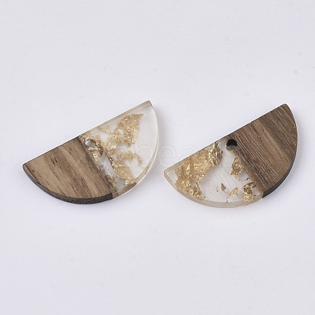 Transparent Resin & Walnut Wood Pendants RESI-S358-54-A01-1