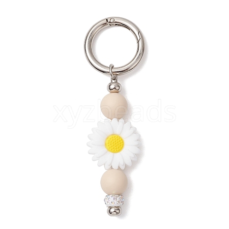 Flower & Round Silicone Beaded Keychain KEYC-JKC00933-1