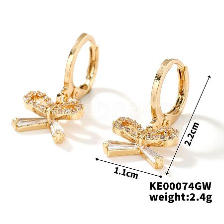 Elegant Vintage Copper Hoop Earrings with Geometric Zircon Stones IN0853-3-1