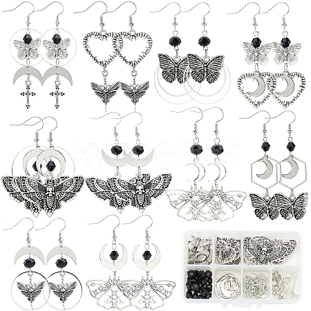 DIY Alloy & Stainless Steel Goth Butterfly Moth Dangle Earring Making Kits DIY-SC0026-36-1