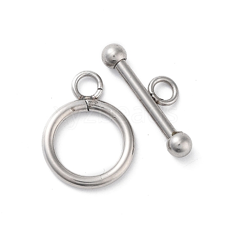 Non-Tarnish 304 Stainless Steel Ring Toggle Clasps STAS-A092-09I-P-1