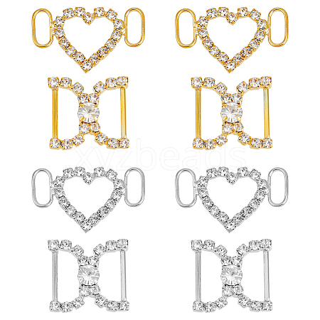 8Pcs 4 Style Brass Crystal Rhinestone Shoe Decoration FIND-HY0003-22-1