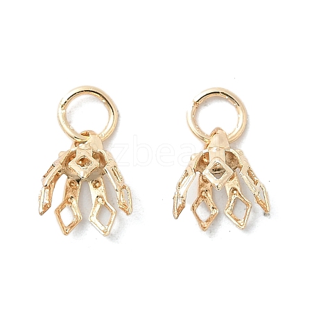 Flower Rack Plating Brass Filigree Bead Cap Bails X-KK-L102-27G-01-1