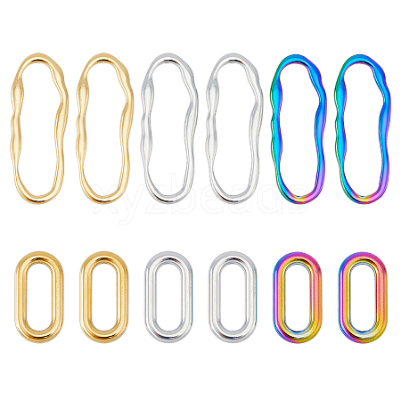 SUPERFINDINGS 12Pcs 6 Style 304 Stainless Steel Linking Rings STAS-FH0001-95-1