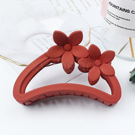 Amber Color Hollow Hair Clip with Matte Half Round Arc Flower. ST9611723-1