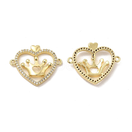 Brass Micro Pave Clear Cubic Zirconia Connector Charms KK-E068-VB045-1