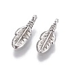 Tibetan Style Alloy Feather Pendants TIBEP-0377-AS-FF-2