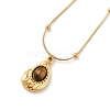 Ion Plating(IP) 304 Stainless Steel Natural Tiger Eye Pendant Necklaces NJEW-C041-02G-1