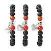 Natural Lava Rock Round & Carnelian Beads Stretch Braclets for Women BJEW-JB11472-4