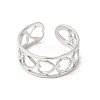 304 Stainless Steel Hollow Out Heart Open Cuff Ring for Women RJEW-E063-19P-2