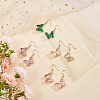 ANATTASOUL 4 Pairs 4 Colors Real 14K Gold Plated Cubic Zirconia Butterfly Dangle Earrings EJEW-AN0003-82-7