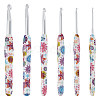 HOBBIESAY 6Pcs 6 Colors Flower Pattern TPR with Aluminium Crochet Hooks TOOL-HY0001-08-1