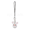 Rabbit Glass Seed Beads Charms Mobile Straps HJEW-MZ00120-1