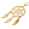 Woven Net/Web with Feather 304 Stainless Steel Boho Pendant Necklaces for Women NJEW-G087-07G-2