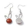 Natural Red Jasper Rabbit Dangle Earrings EJEW-A092-05P-13-2