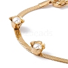 Plastic Pearl Flower Beaded Herringbone Chain Bracelet BJEW-G656-02G-2