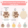 SUNNYCLUE 30Pcs 5 Colors Opaque Resin Paw Print Pendants CRES-SC0002-69-2