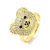 Bear Brass Micro Pave Cubic Zirconia Open Cuff Ring for Women RJEW-U003-22G-G-1