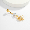 Flower Stainless Steel Clear Cubic Zirconia Belly Button Rings for Women WS6674-1